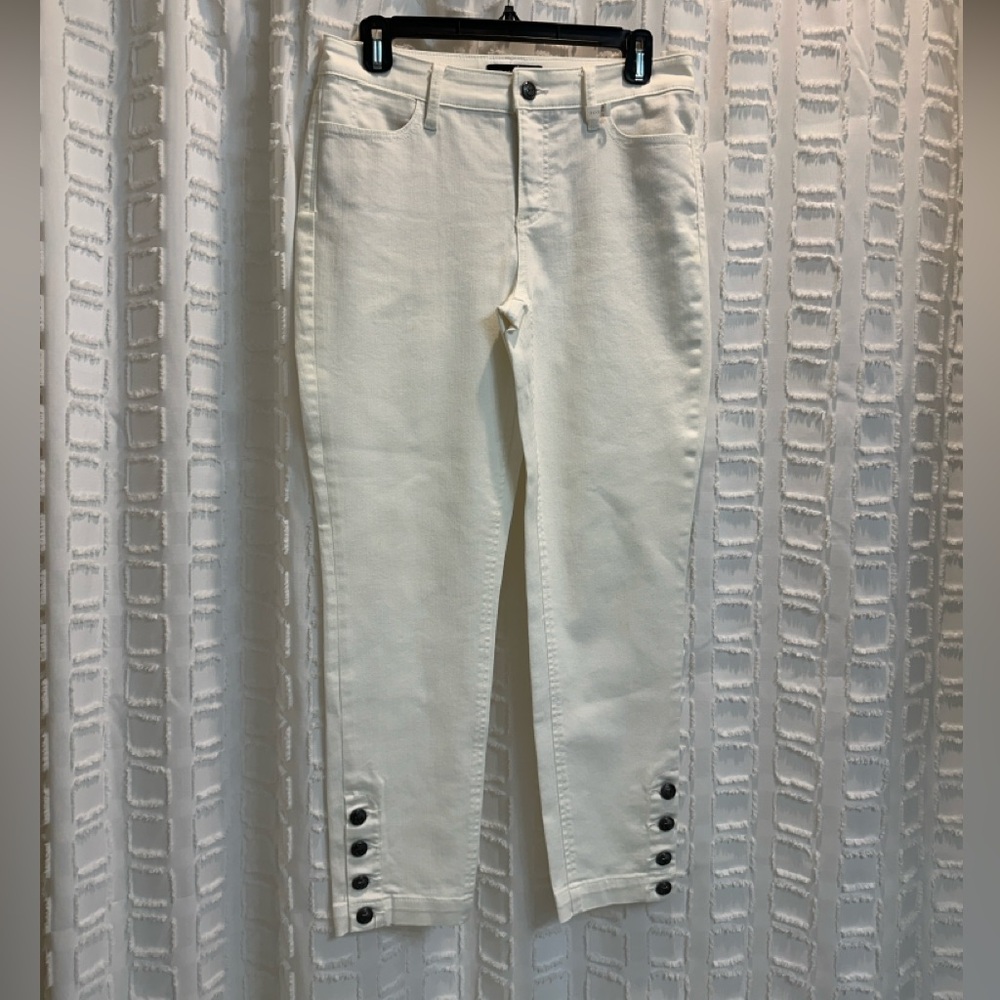 Talbots Cream Ankle Jeans with Button Accents